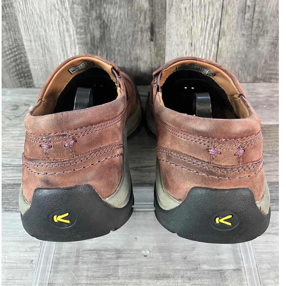 KEEN Presidio II Brown Leather Floral Slip On Mule Clog Womens Size 7 1021943